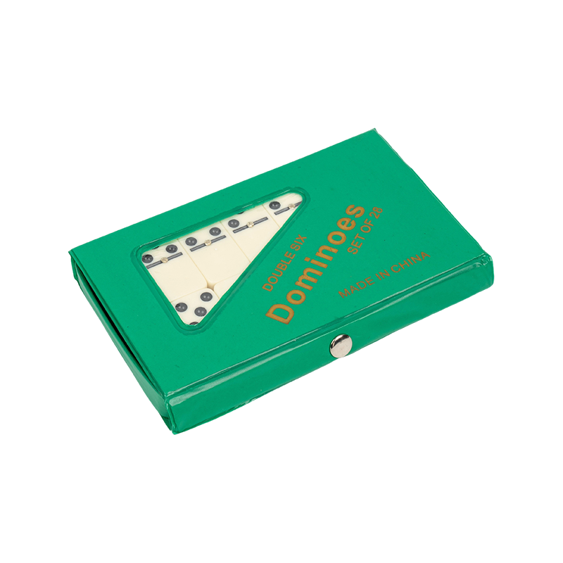 Kaksinkertainen kuusi Dominoes -laattaa aikuisille ja lapsille, joilla on vihreä PVC -kotelo