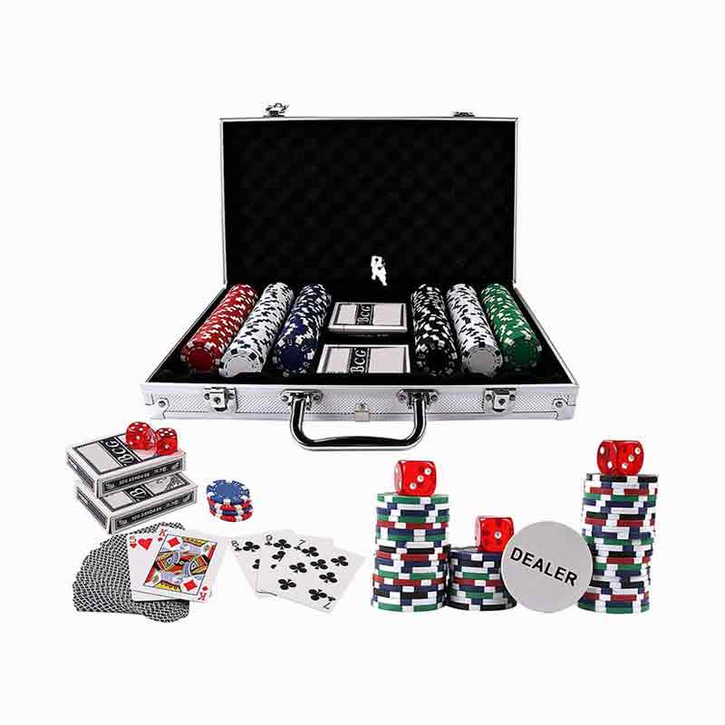 300PSC Texas Hold'em Poker -piikit, jotka on asetettu alumiiniruutuun